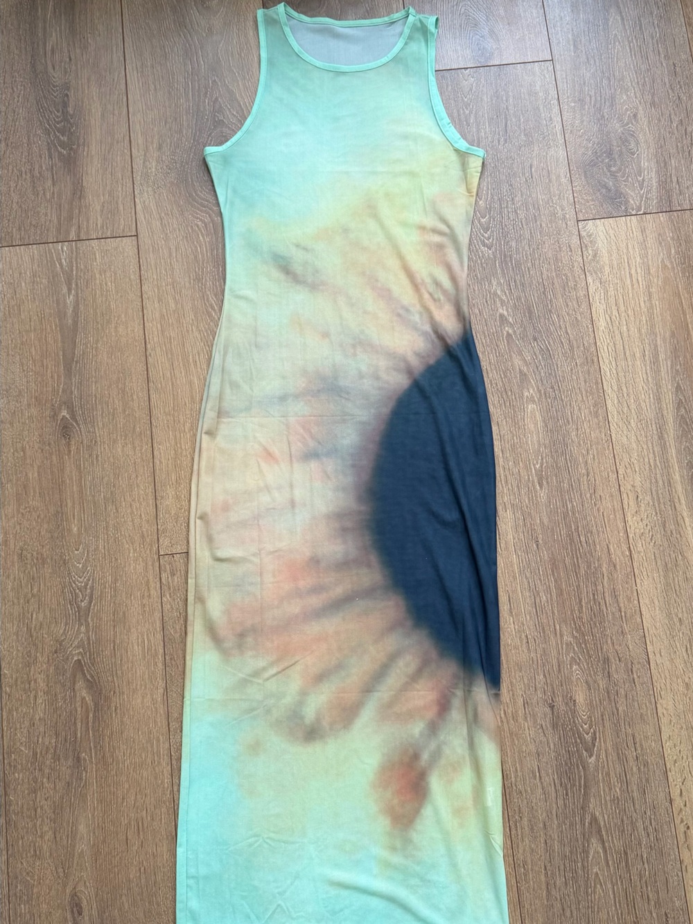 Tie-Dye Gradient Bodycon Sheer Dress